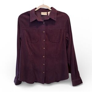 White Stag Stretch long sleeve button down deep plum faux suede size M